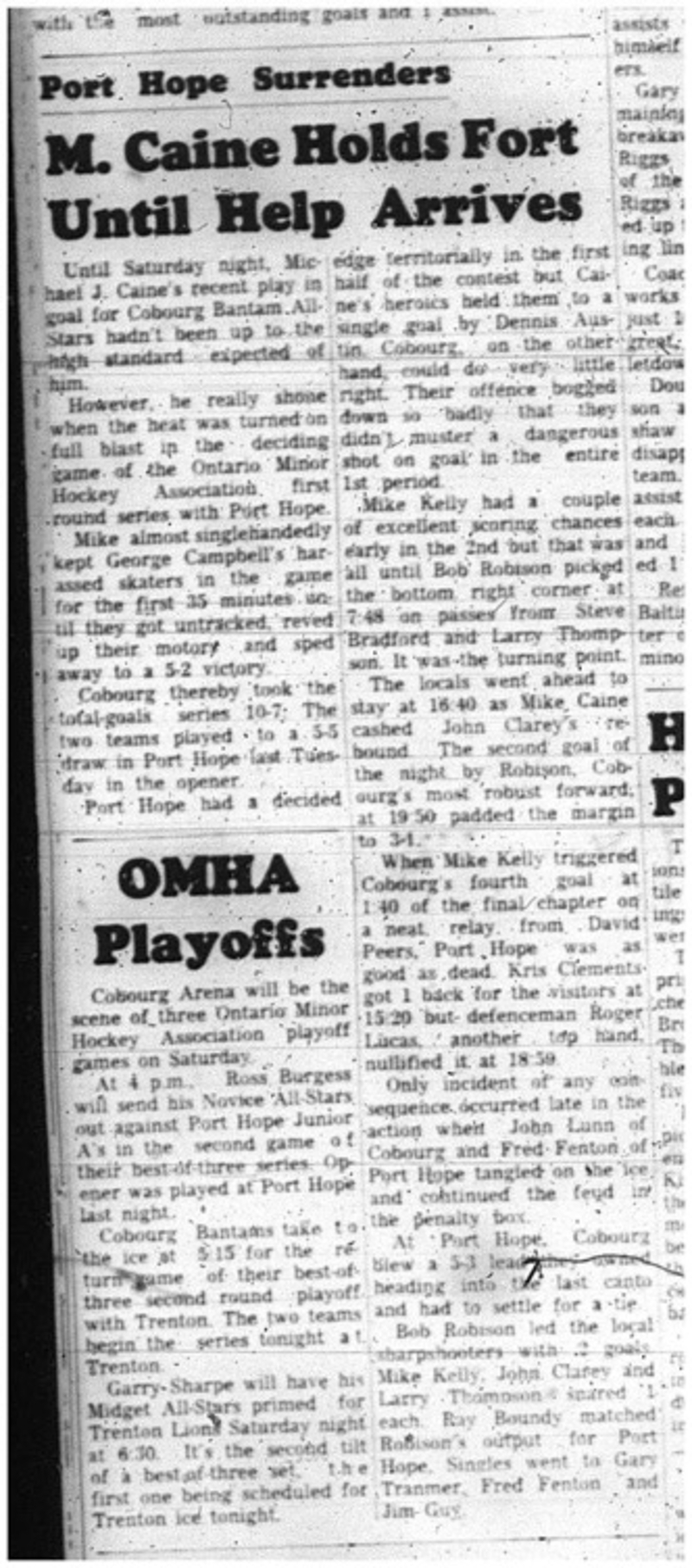 1966-02-15 Hockey -Boys -CCHL -Cobourg Bantam All-Stars Vs. Port Hope - Michael J Caine
