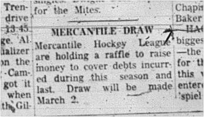 1966-02-15 Hockey -Men -Cobourg Mercantile Hockey League - Draw