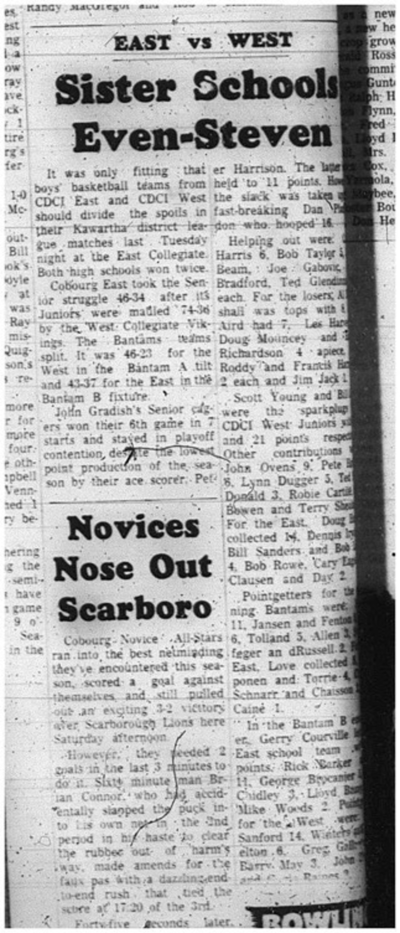 1966-02-15 School -Basketball -Boys -Kawartha District Boy_s Basketball League - East Vs. West