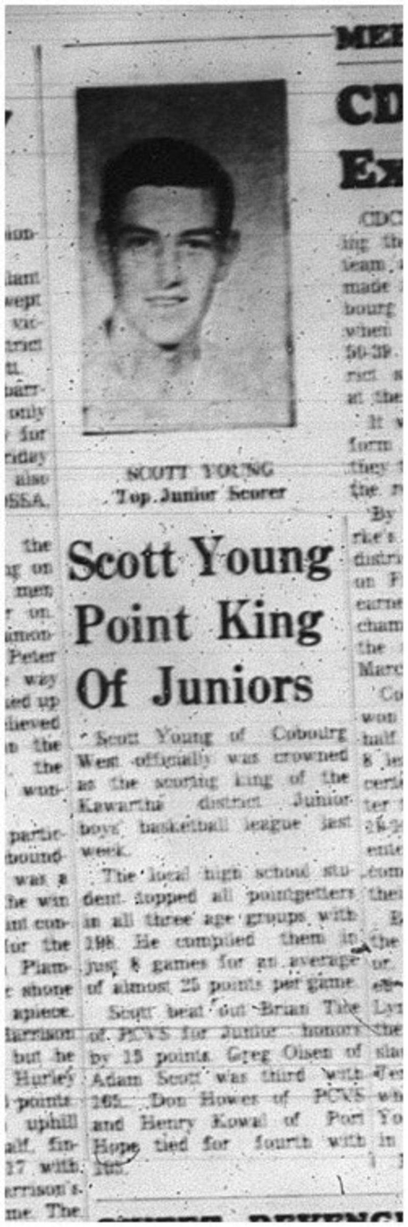 1966-02-15 School -Basketball -Boys -Kawartha District High School Basketball League - CDCI West - Junior - Scott Young