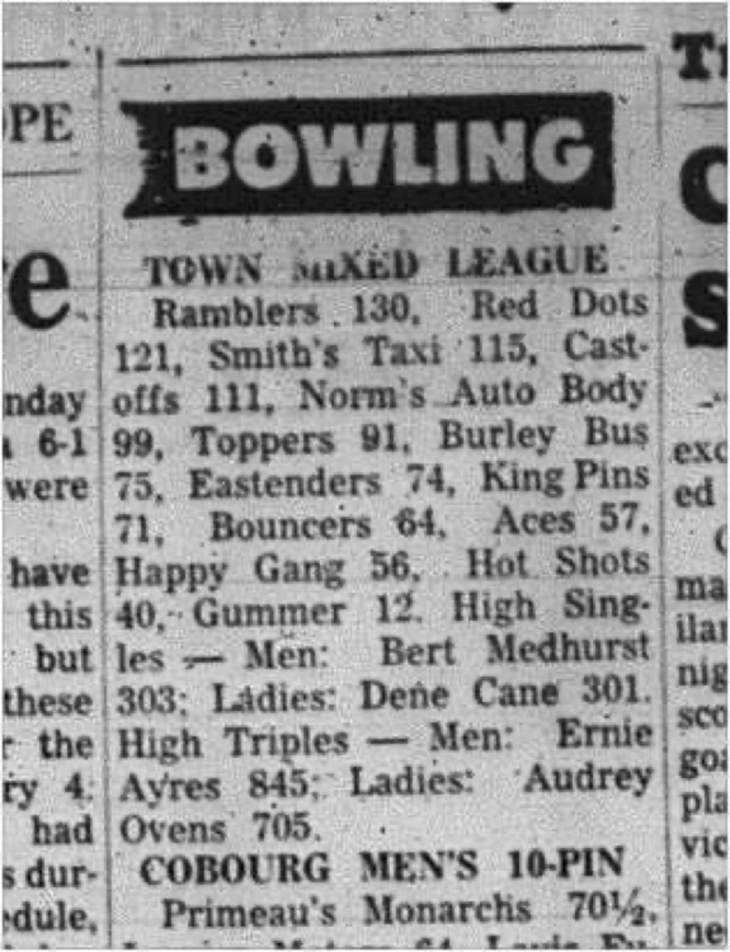 1966-02-22 Bowling -Mixed -Town Mixed League