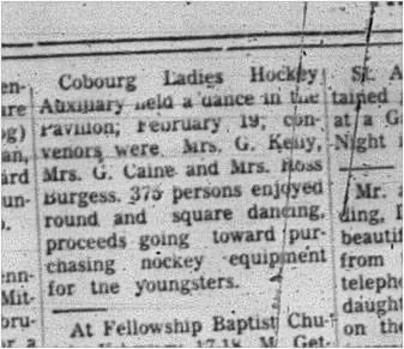 1966-02-22 Hockey -Ladies -Cobourg Ladies Hockey Auxilliary - Dance