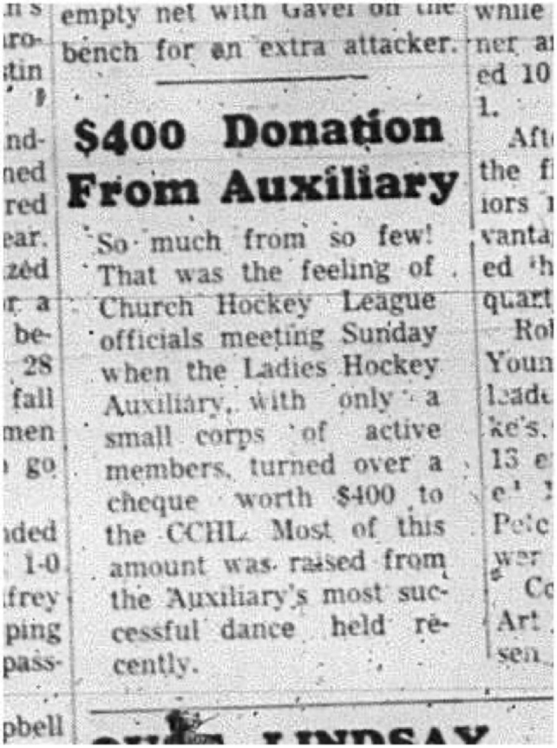 1966-03-02 Hockey -Boys -CCHL - Ladies Hockey Auxillary - Donation