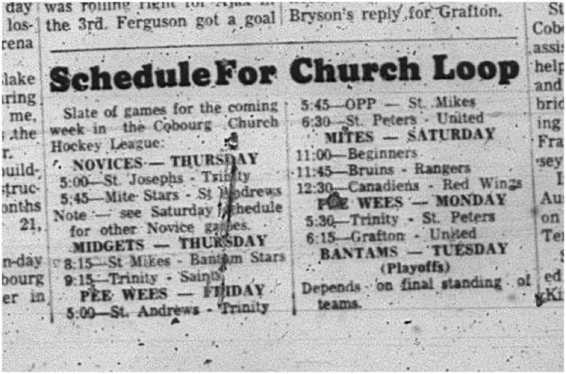 1966-03-02 Hockey -Boys -CCHL - Schedule