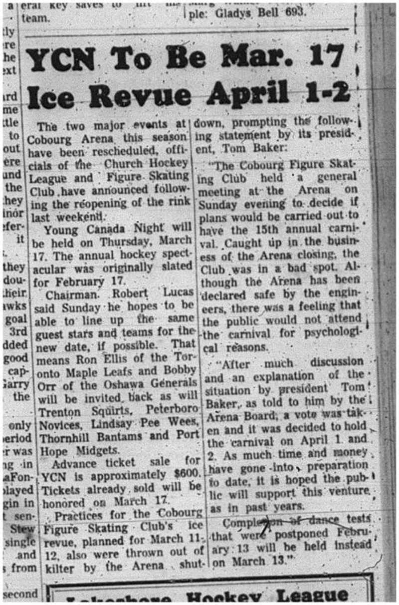 1966-03-02 Hockey -Boys -CCHL - Young Canada Night - Figure Skating - Reopening