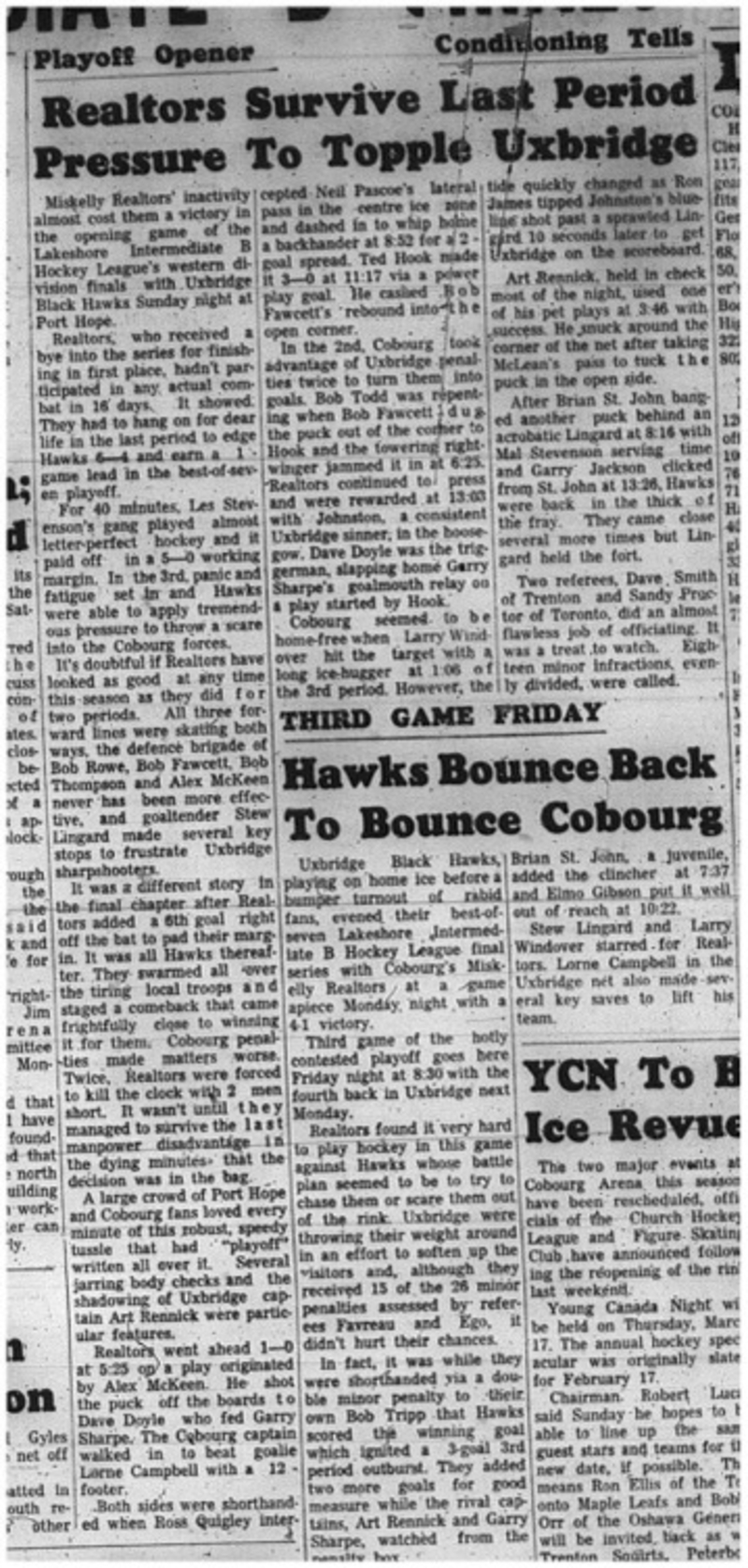 1966-03-02 Hockey -Boys -Lakeshore Intermediate Hockey League - Miskelly Realtors Vs. Uxbridge
