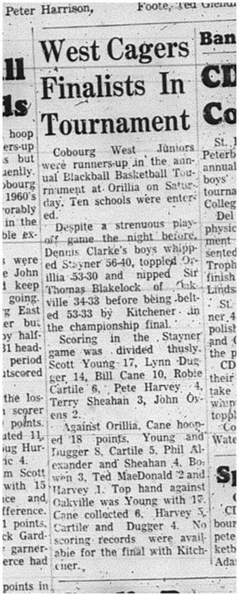 1966-03-02 School -Basketball -Boys -CDCI West Juniors - Blackball Basketball Tournament