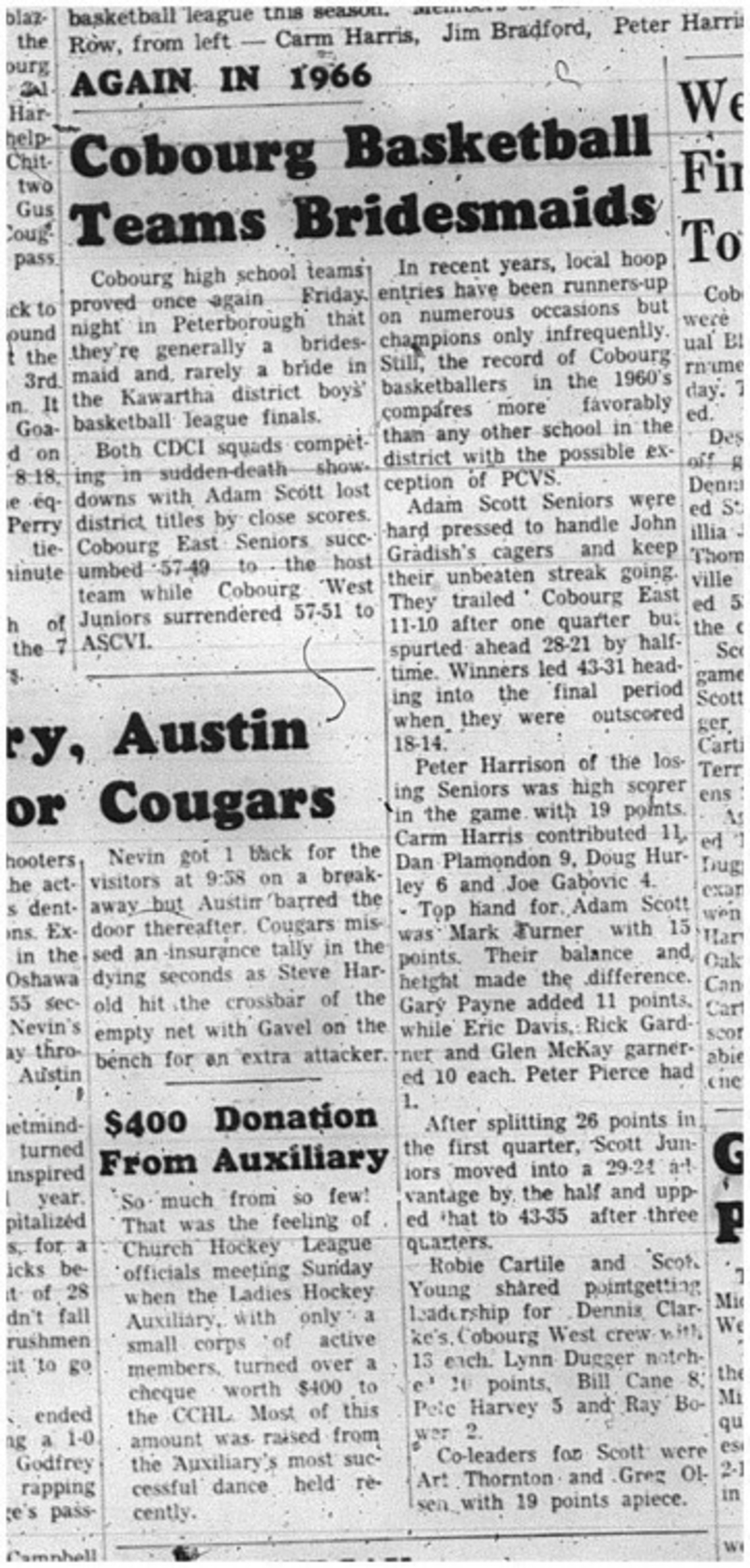 1966-03-02 School -Basketball -Boys -Kawartha District Boys Basketball League Finals