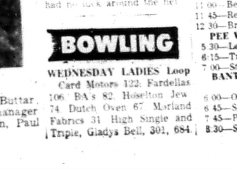 1966-03-09 Bowling -Ladies -Cobourg Bowling Lanes - Wednesday Ladies Loop