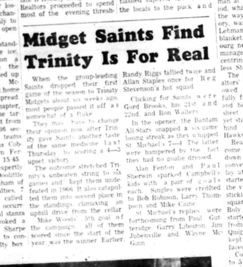 1966-03-09 Hockey -Boys -CCHL -Midget Saints Vs. Trinity