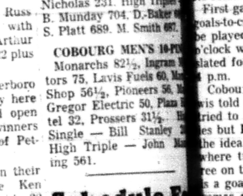 1966-03-16 Bowling -Men -Cobourg Mens 10-Pin League