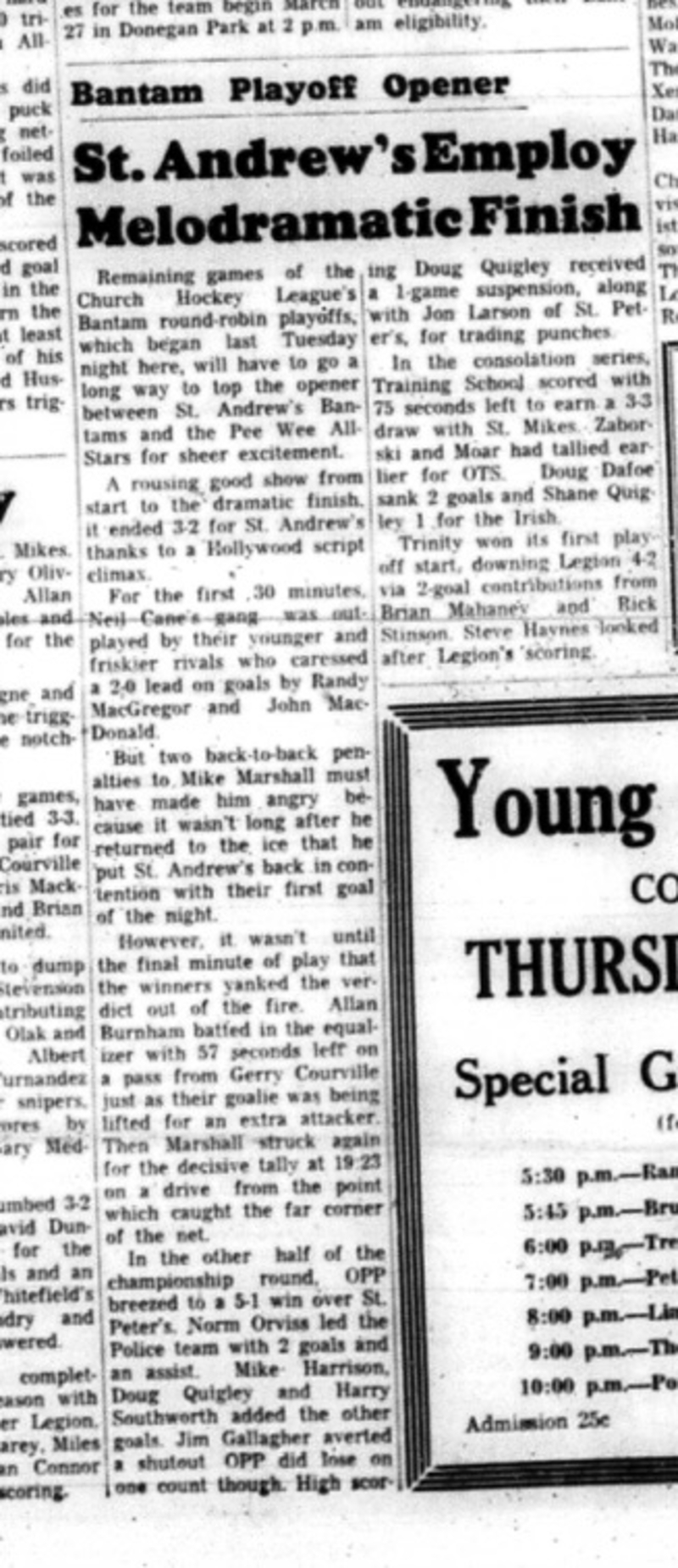 1966-03-16 Hockey -Boys -CCHL -St. Andrews -Bantam Playoff Opener