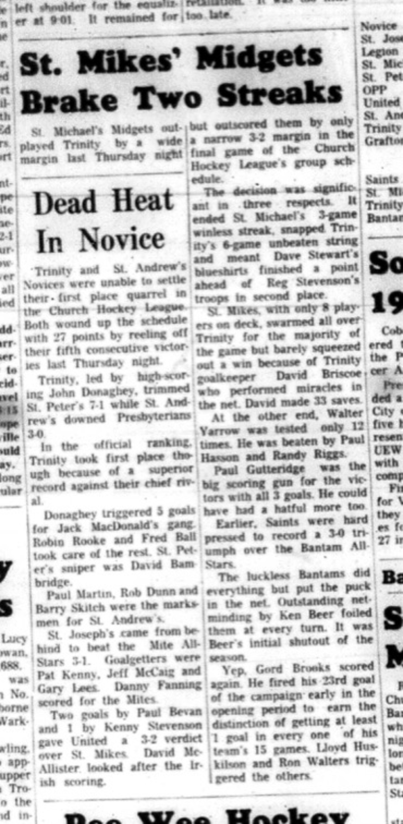 1966-03-16 Hockey -Boys -CCHL -St. Michaels -Midgets