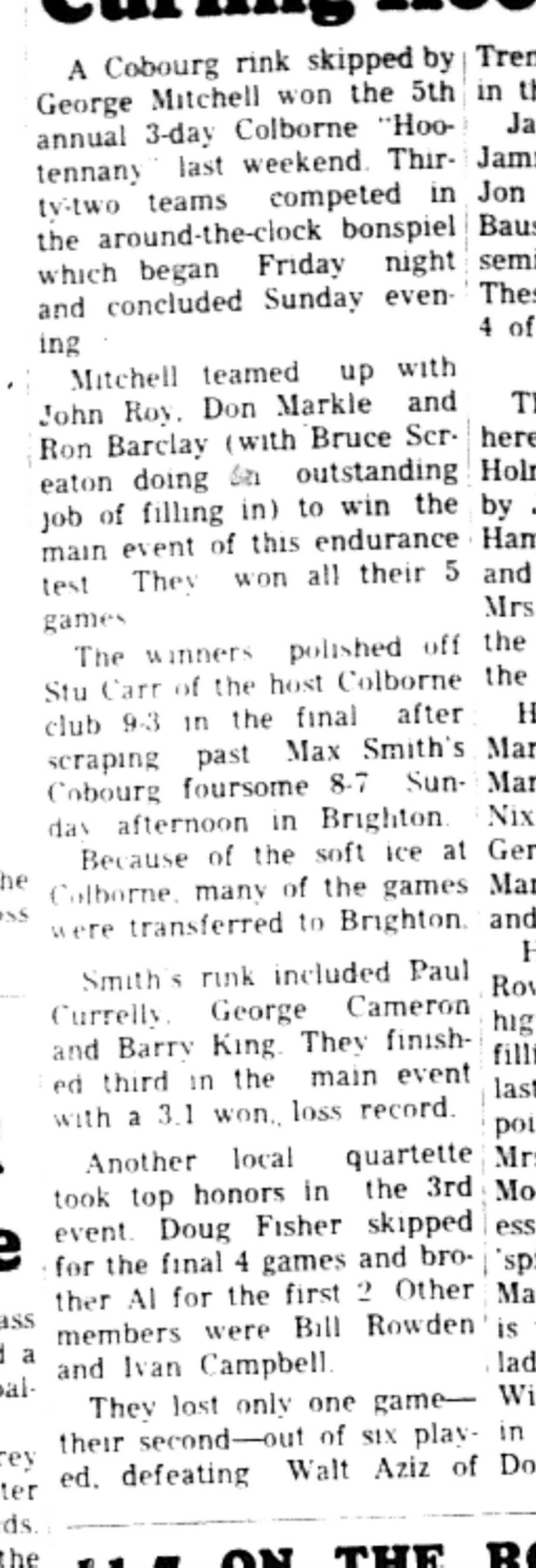1966-03-23 Curling -Mixed -Cobourg Team Wins Colborne Bonspiel-B