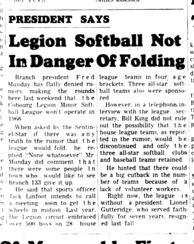 1966-03-30 Softball -Boys -League Not In Danger Of Folding