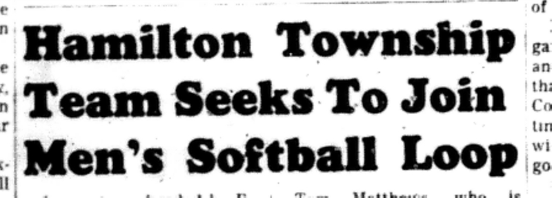 1966-03-30 Softball -Men -Hamilton Township Seeking Cobourg Loop-A
