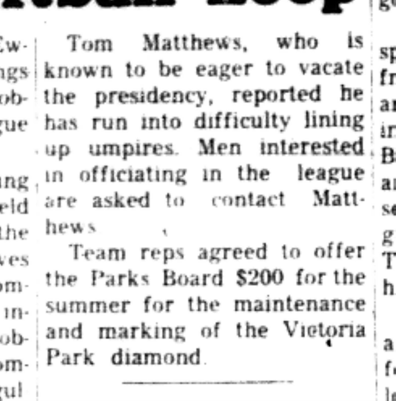 1966-03-30 Softball -Men -Hamilton Township Seeking Cobourg Loop-C