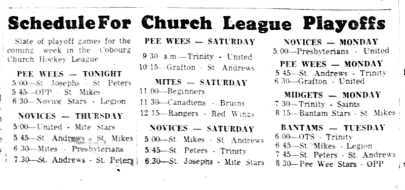 1966-04-06 Hockey -Boys -CCHL Schedule