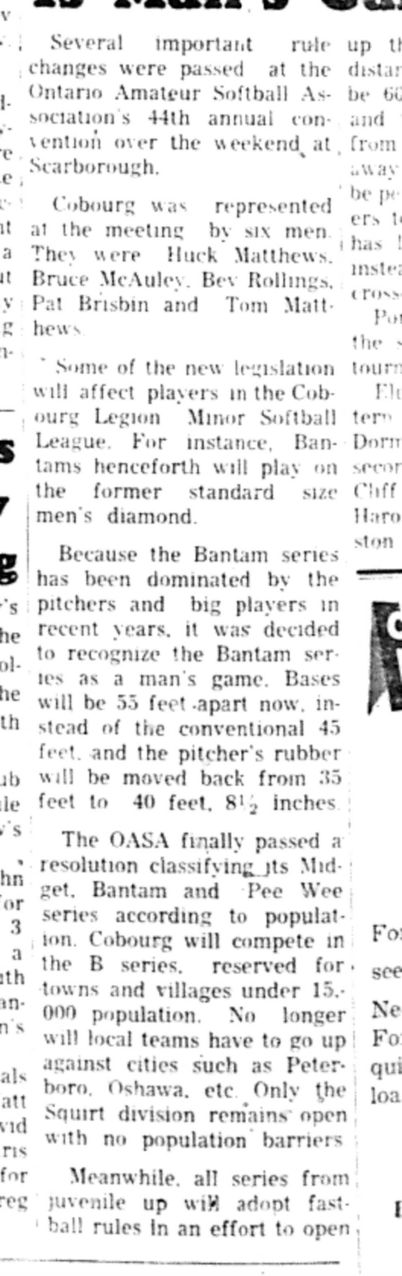 1966-04-06 Softball -Boys -OASA New Bantam Rules-B