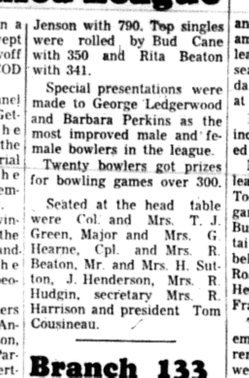 1966-04-27 Bowling -Mixed -Depot Mixed League Winners-C