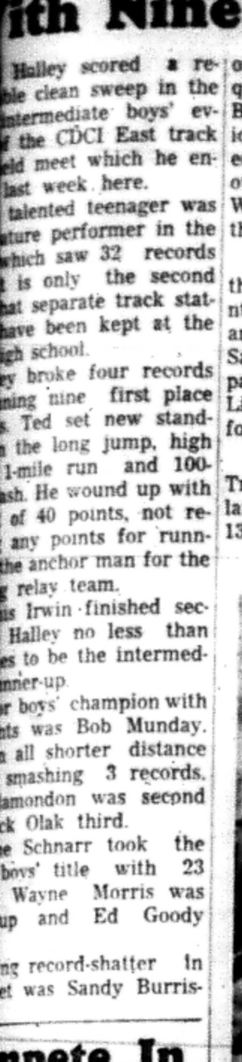 1966-05-11 School -Track & Field -Mixed -CDCI East Event Results-B