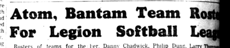 1966-05-11 Softball -Boys -Legion Softball Rosters-A