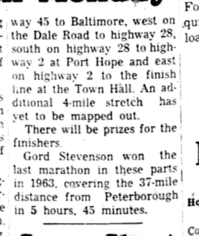 1966-05-18 Track & Field -Mixed -Cobourg Marathon Results-C