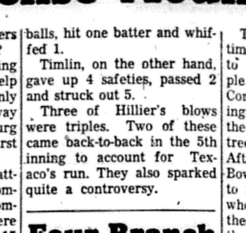 1966-05-25 Softball -Men -CMSL-Hilliers vs Sommerville-C