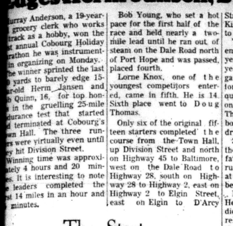 1966-05-25 Track & Field -Mixed -Cobourg Marathon Finishers-B