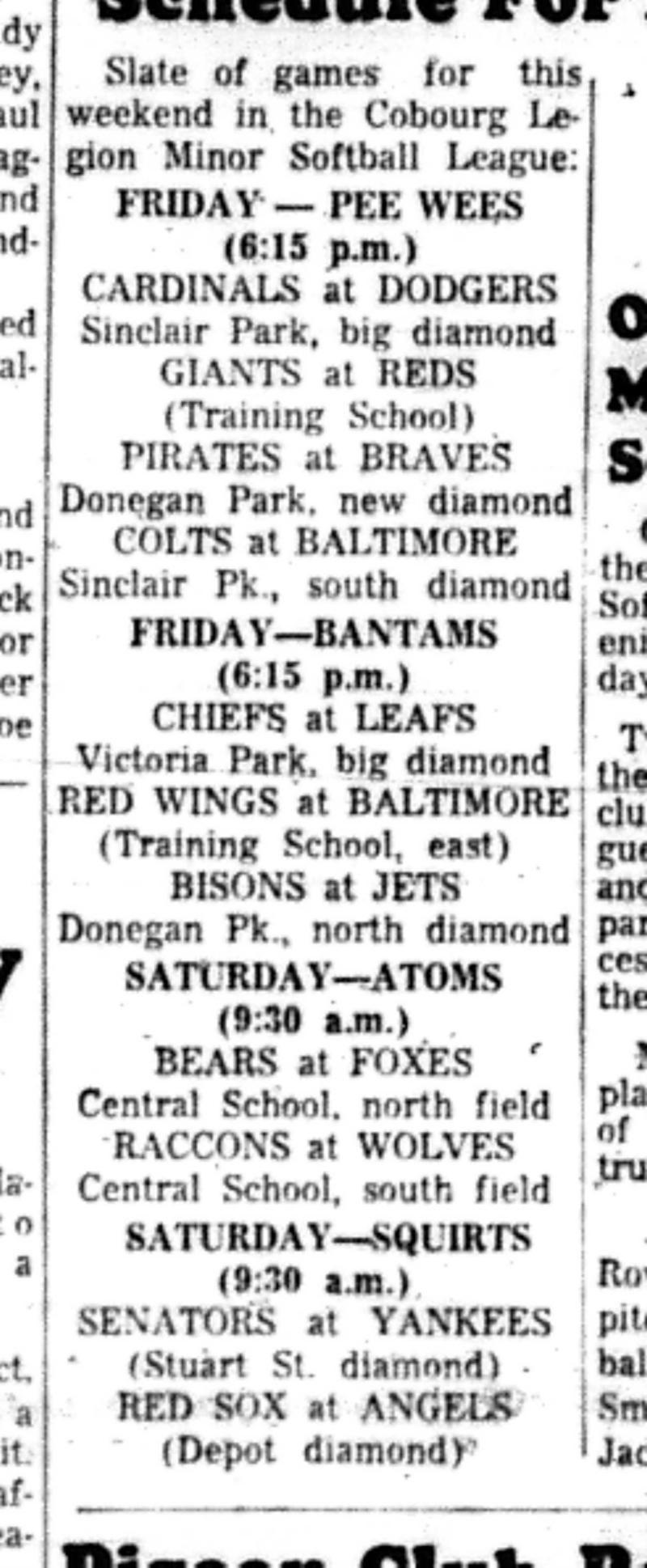 1966-06-01 Softball -Boys -CMSL Schedule-B