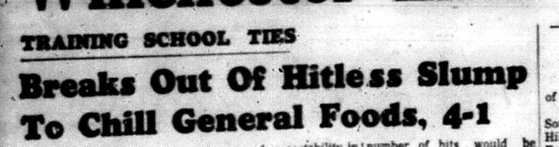 1966-06-01 Softball -Boys -CMSL-Training School vs General Foods-A