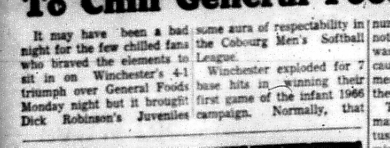 1966-06-01 Softball -Boys -CMSL-Training School vs General Foods-B