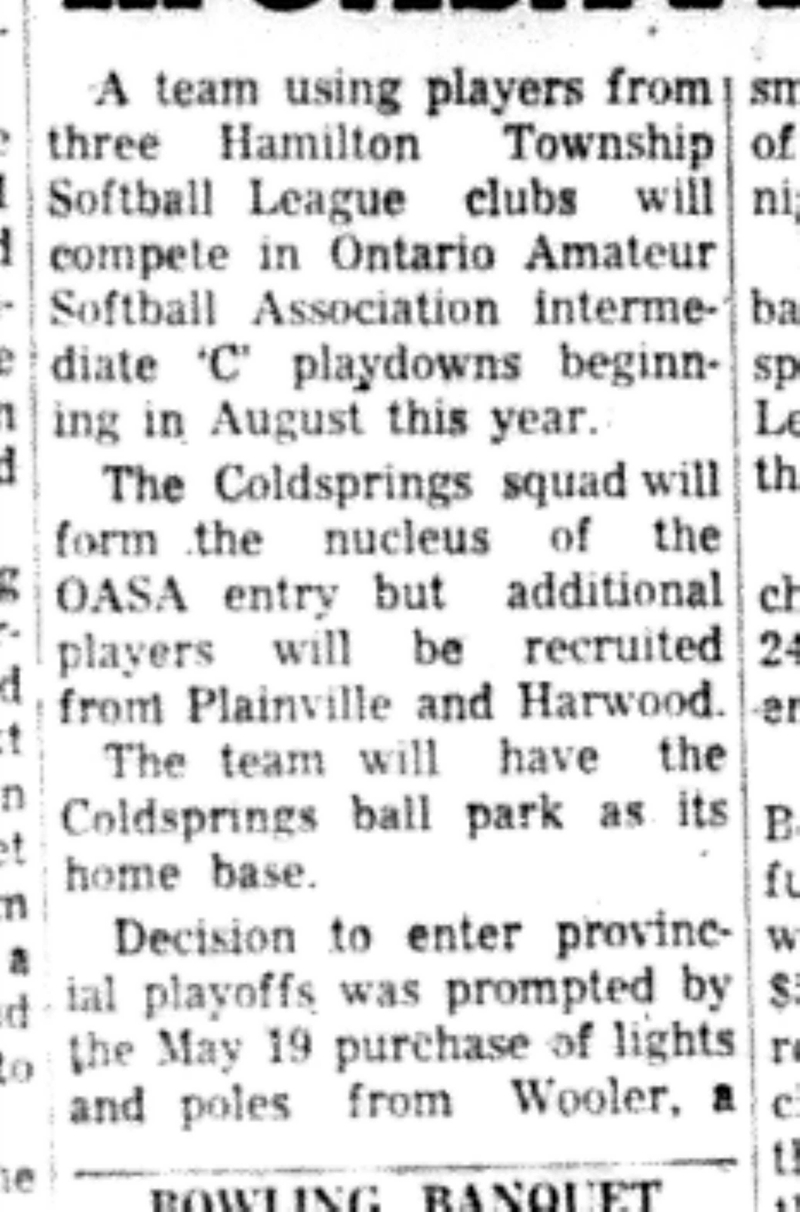 1966-06-01 Softball -Boys -Coldsprings In OASA-B