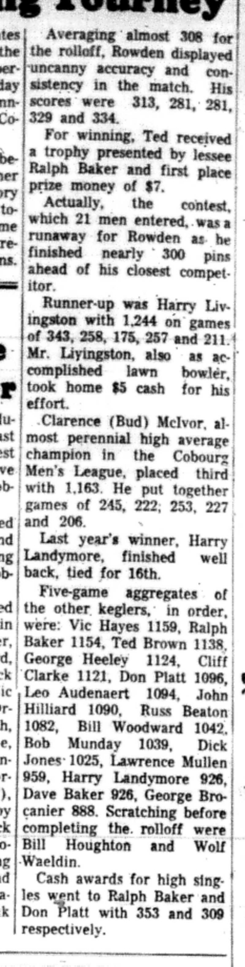 1966-06-07 Bowling -Ladies -Cobourg Tournament Champ-C