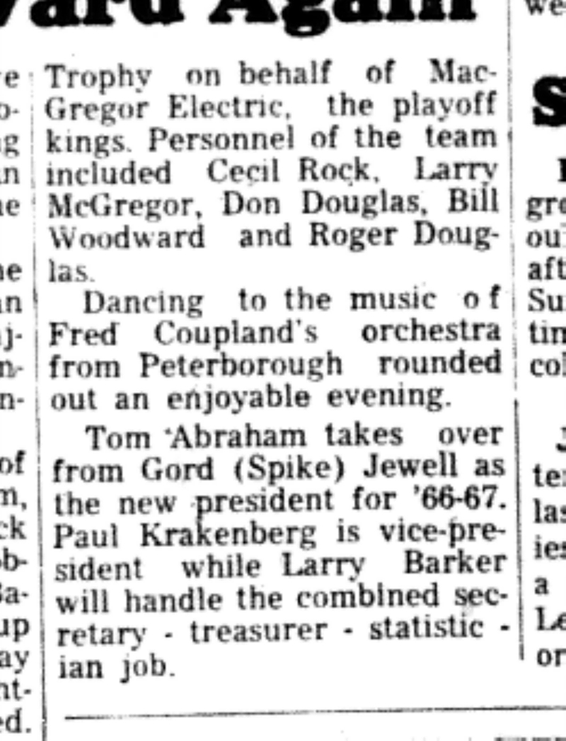 1966-06-07 Bowling -Men -Cobourg Ten Pin Bowler Of The Year-C