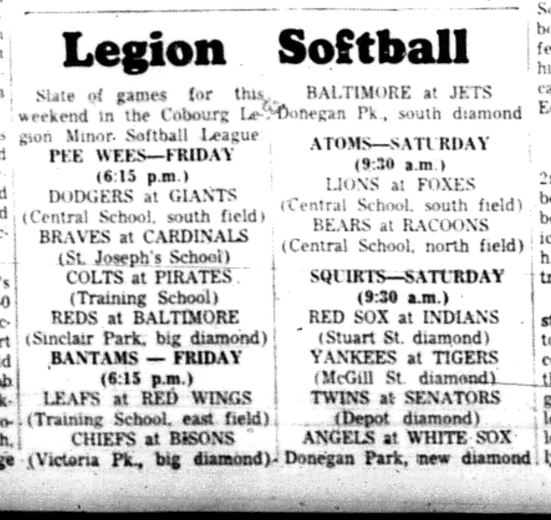 1966-06-07 Softball -Boys -CLMSL Schedule