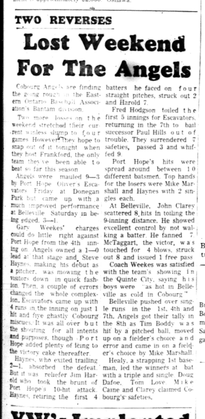 1966-06-15 Baseball -Boys -Cobourg Angels vs Belleville