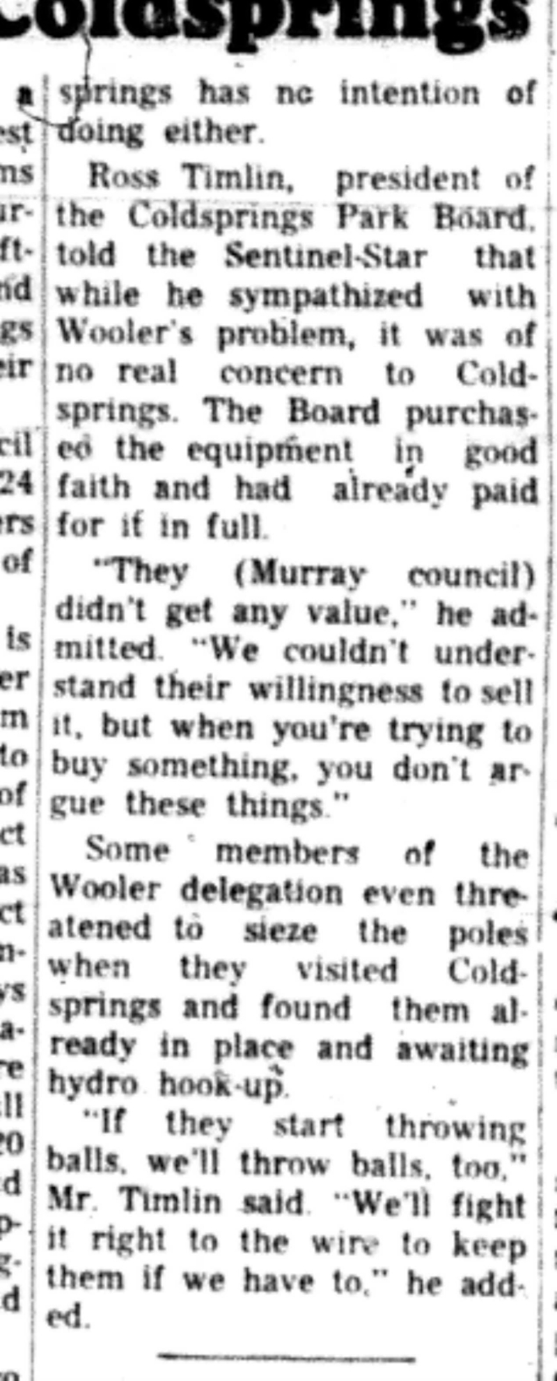 1966-06-15 Softball -Mixed -Wooler Sells Lights-C