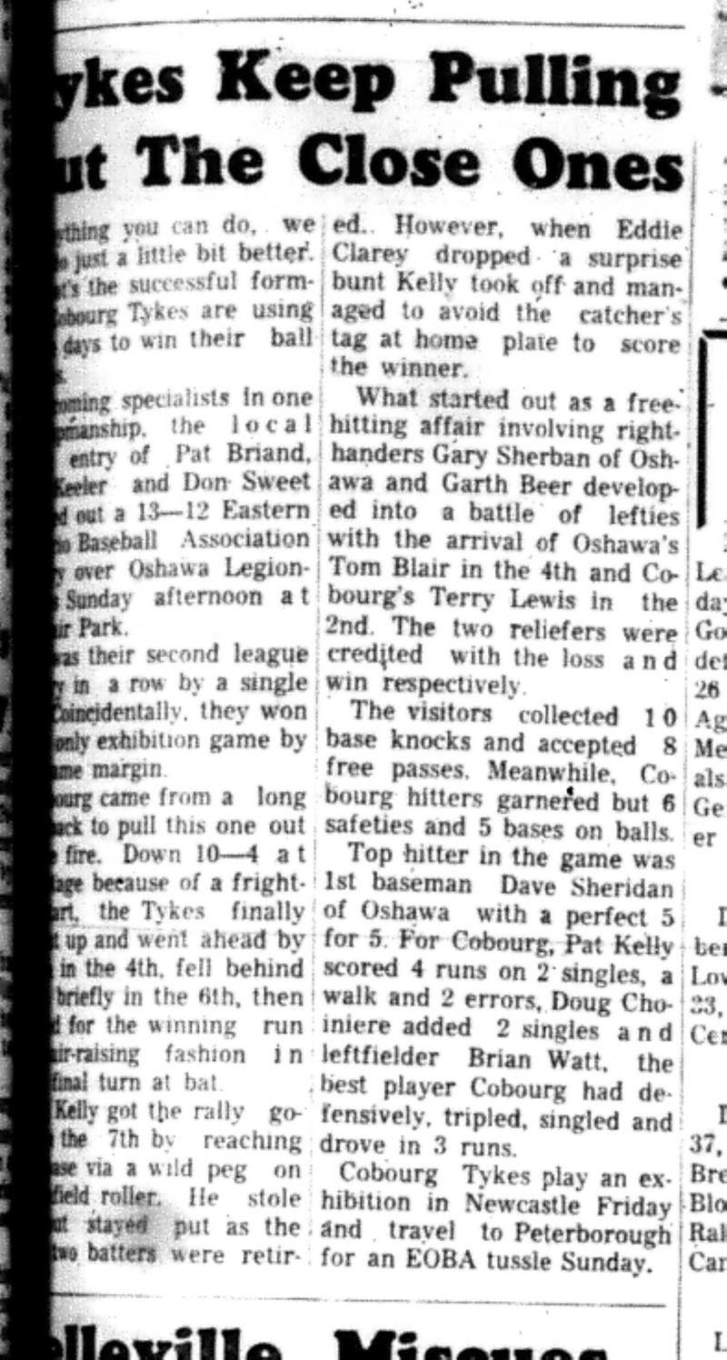 1966-06-22 Baseball -Boys -Cobourg vs Oshawa