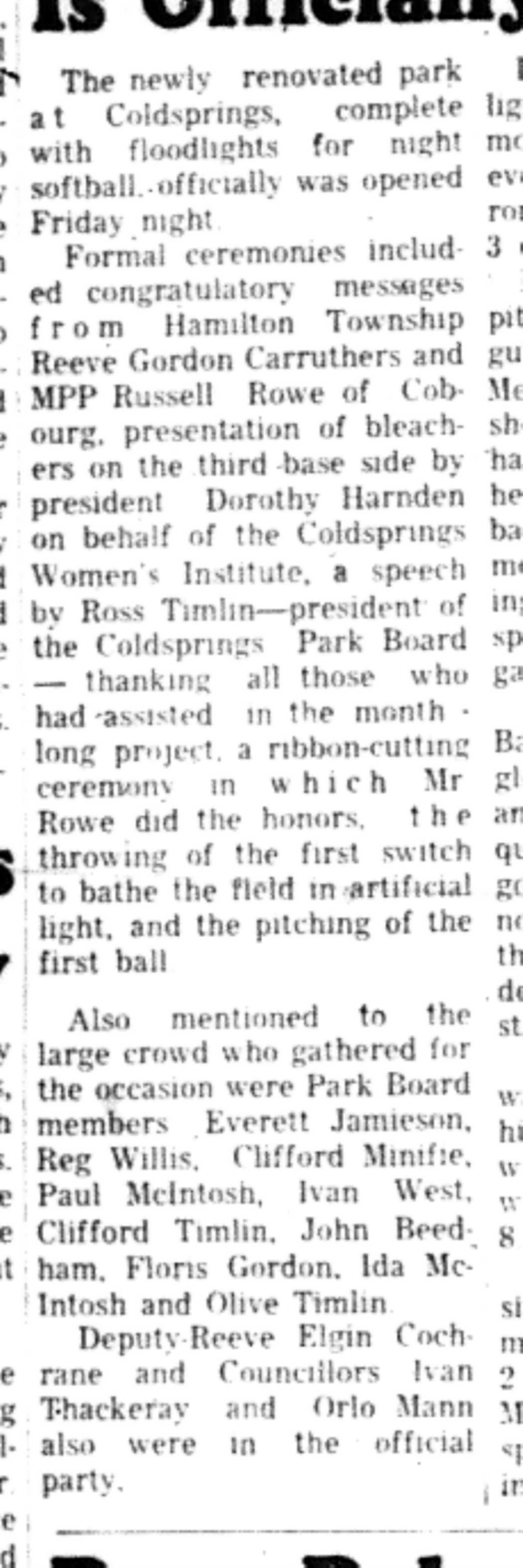 1966-06-22 Softball -Ladies -Cobourg vs Coldsprings-B