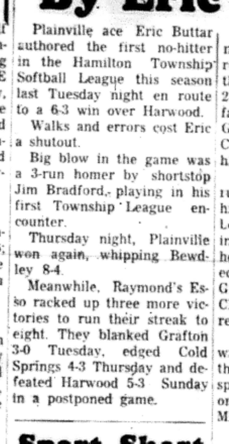1966-06-22 Softball -Men -HTSL- Plainville vs Bewdley-B