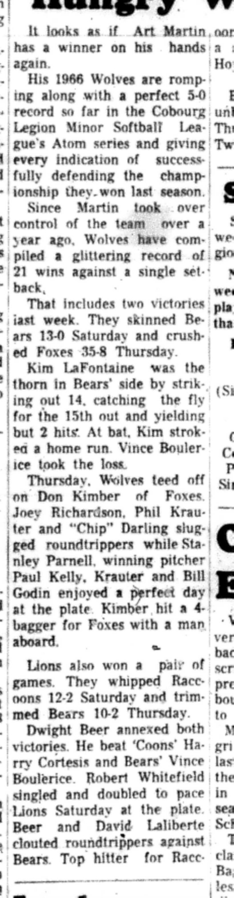 1966-06-29 Softball -Boys -CLMSL-Wolves vs Foxes-B