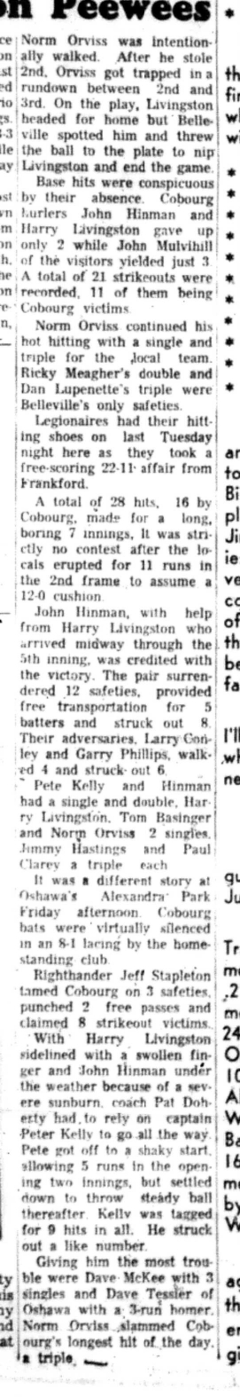 1966-07-06 Baseball -Boys -Cobourg vs Belleville-C