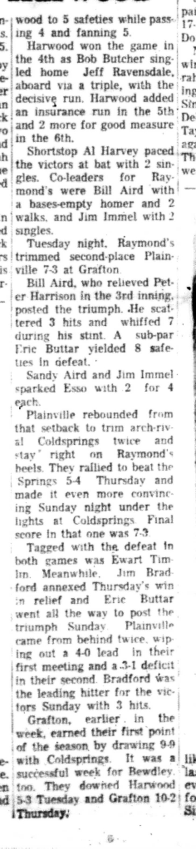 1966-07-06 Softball -Men -HTSL-Raymond Esso vs Harwood-C