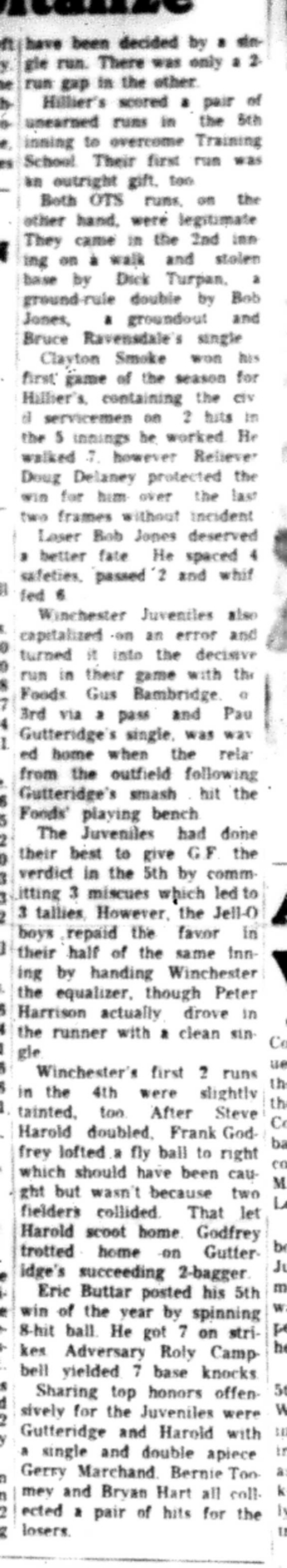 1966-07-13 Softball -Men -CMSL-Training School vs Winchester-D