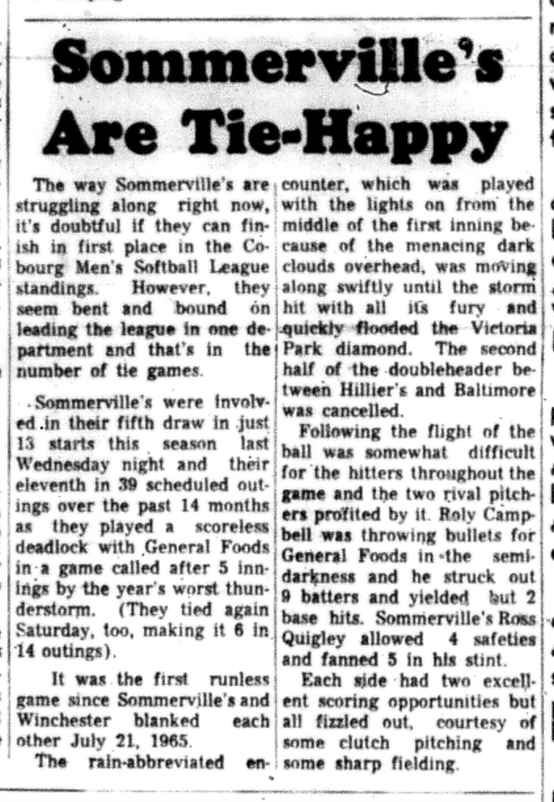 1966-07-13 Softball -Men -Sommerville Ties Again
