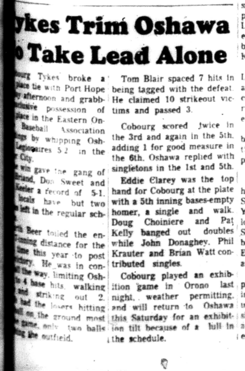 1966-07-20 Baseball -Boys -Cobourg vs Port Hope