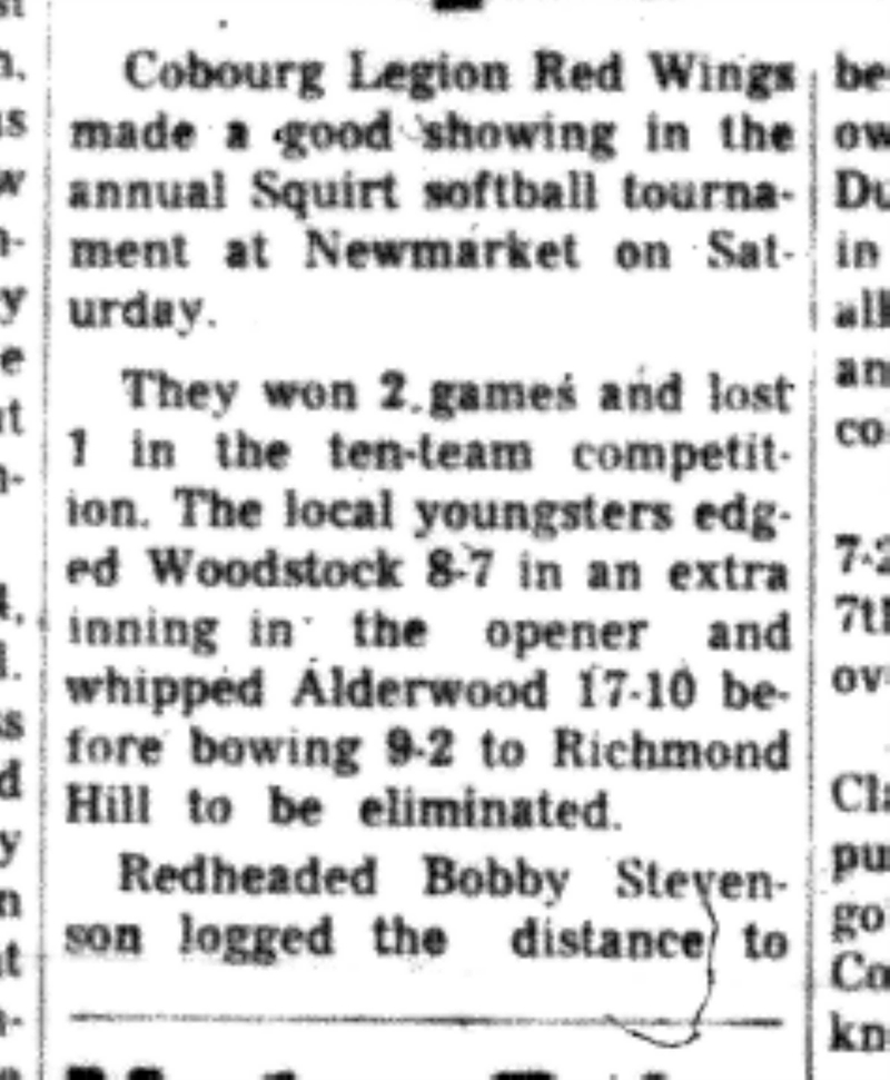 1966-07-20 Softball -Boys -Cobourg vs Newmarket-B