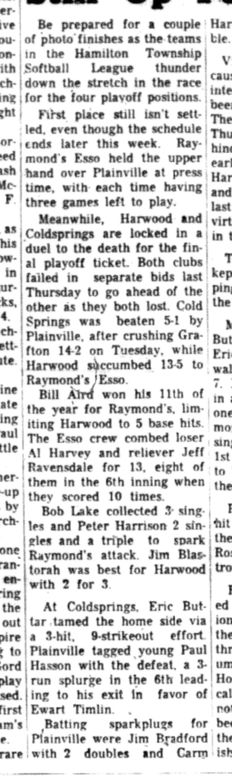 1966-07-20 Softball -Men -HTSL-Harwood vs Coldsprings-B
