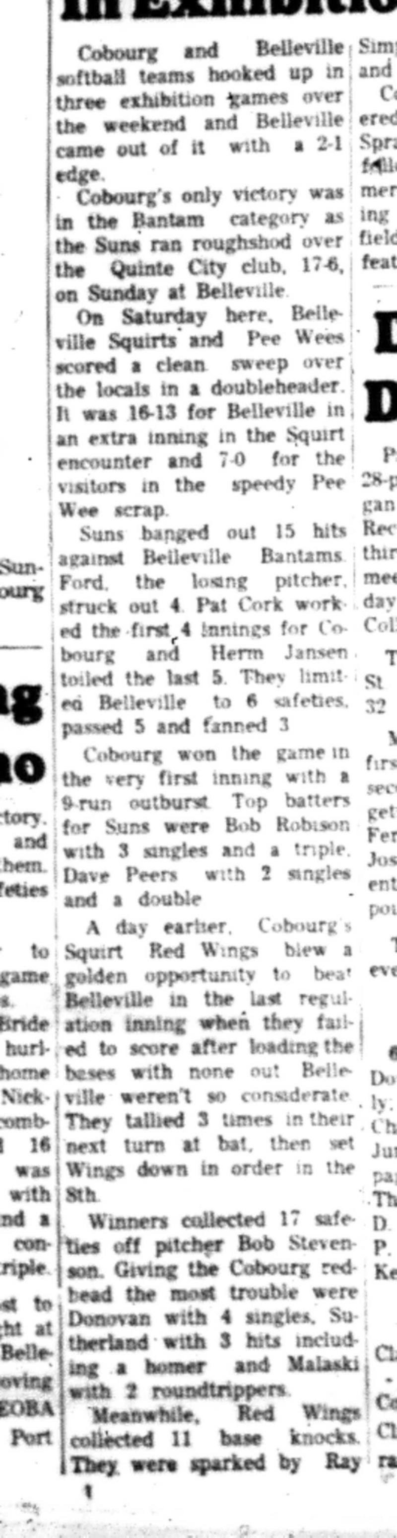 1966-07-27 Baseball -Boys -Cobourg vs Quinte-B